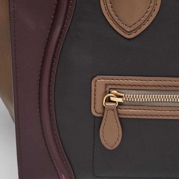 Celine Tricolor Smooth Calfskin Leather Mini Luggage Tote Bag - Picture 6 of 12